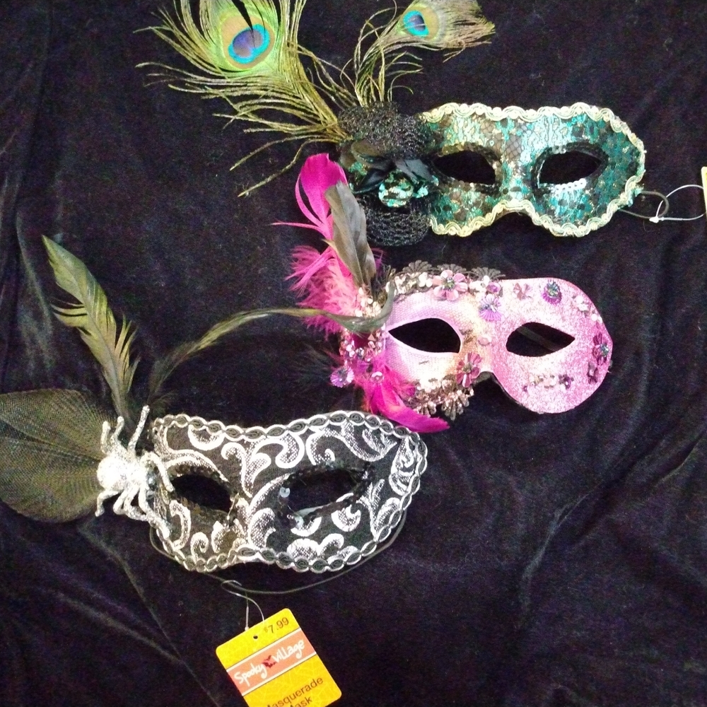 3 Spooky Village Masquerade Half Masks very beautiful.